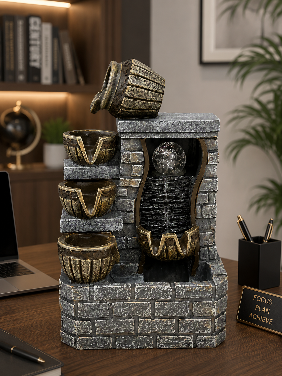 Luxury Vintage Waterfall Pot Cascading Tabletop Fountain