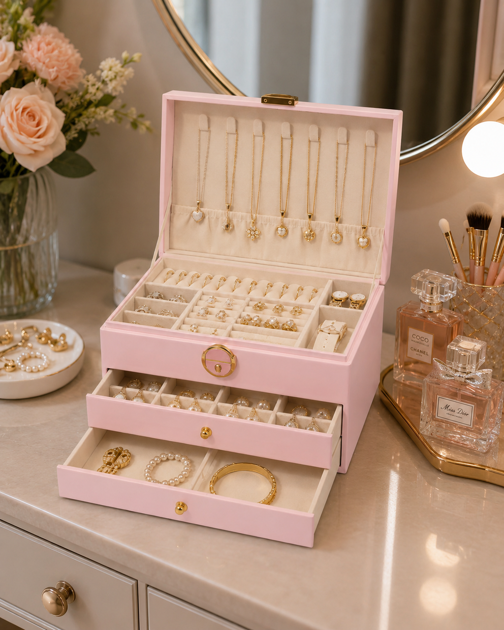 Luxury 3-Tier Jewelry Organizer Box