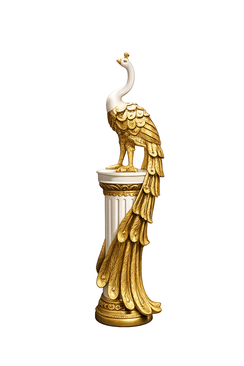 Luxury Peacock Floor Sculpture | Decorative Resin Peacock Statue on Pedestal | Premium Home & Hotel Floor Décor