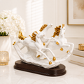 Fiber Horse Luxury Running Horses Sculpture – Elegant Resin Family of Three Horse Statue for Home, Office, & Hotel Decor, Perfect Premium Gift Item