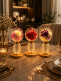 Enchanted Blossom Acrylic Globe Lamp – Luxury Wooden Base LED Night Light