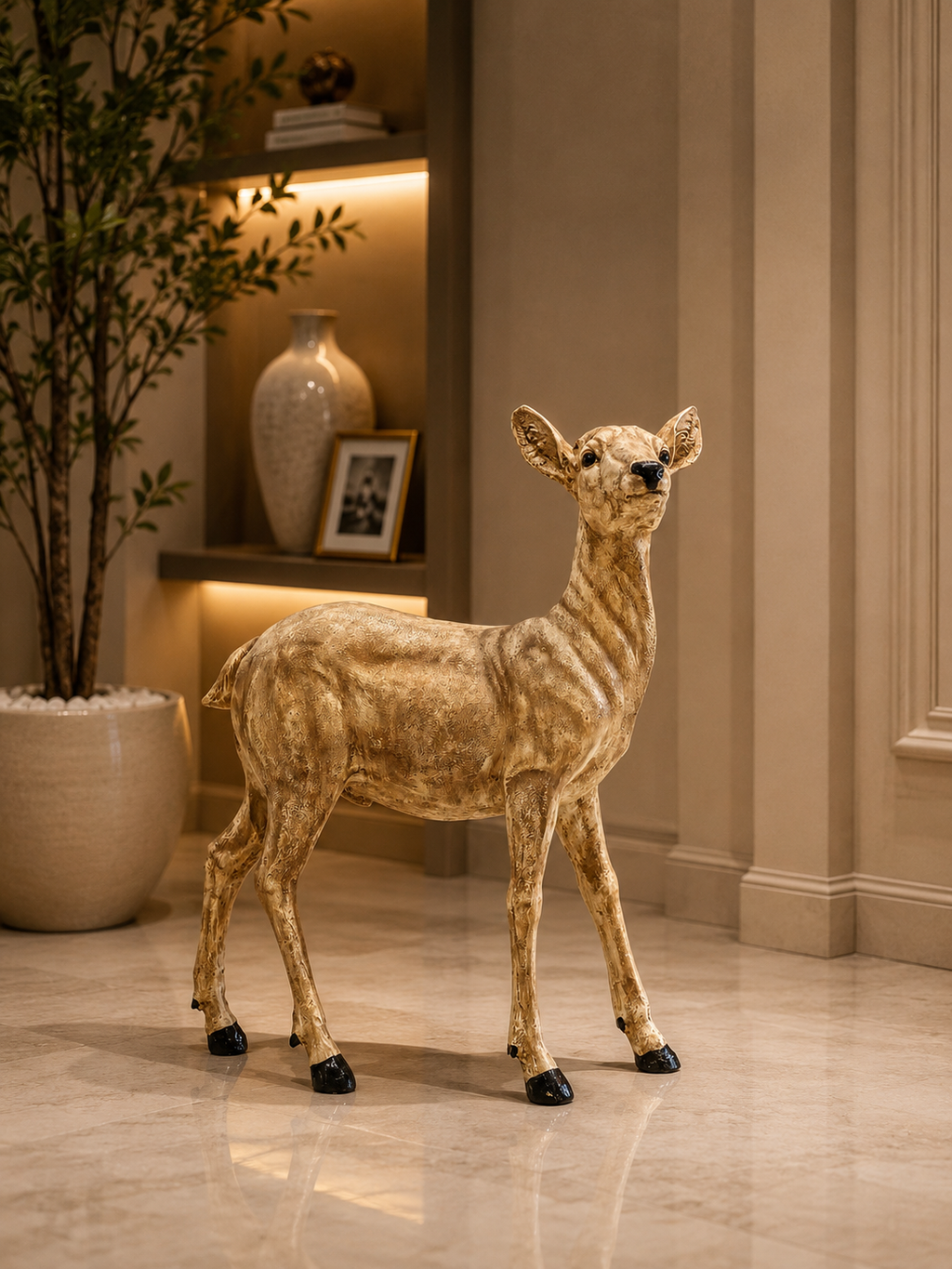 Decorative Deer Figurine Set – Resin Buck & Doe Statue for Home, Office & Garden Décor (Set of 2)