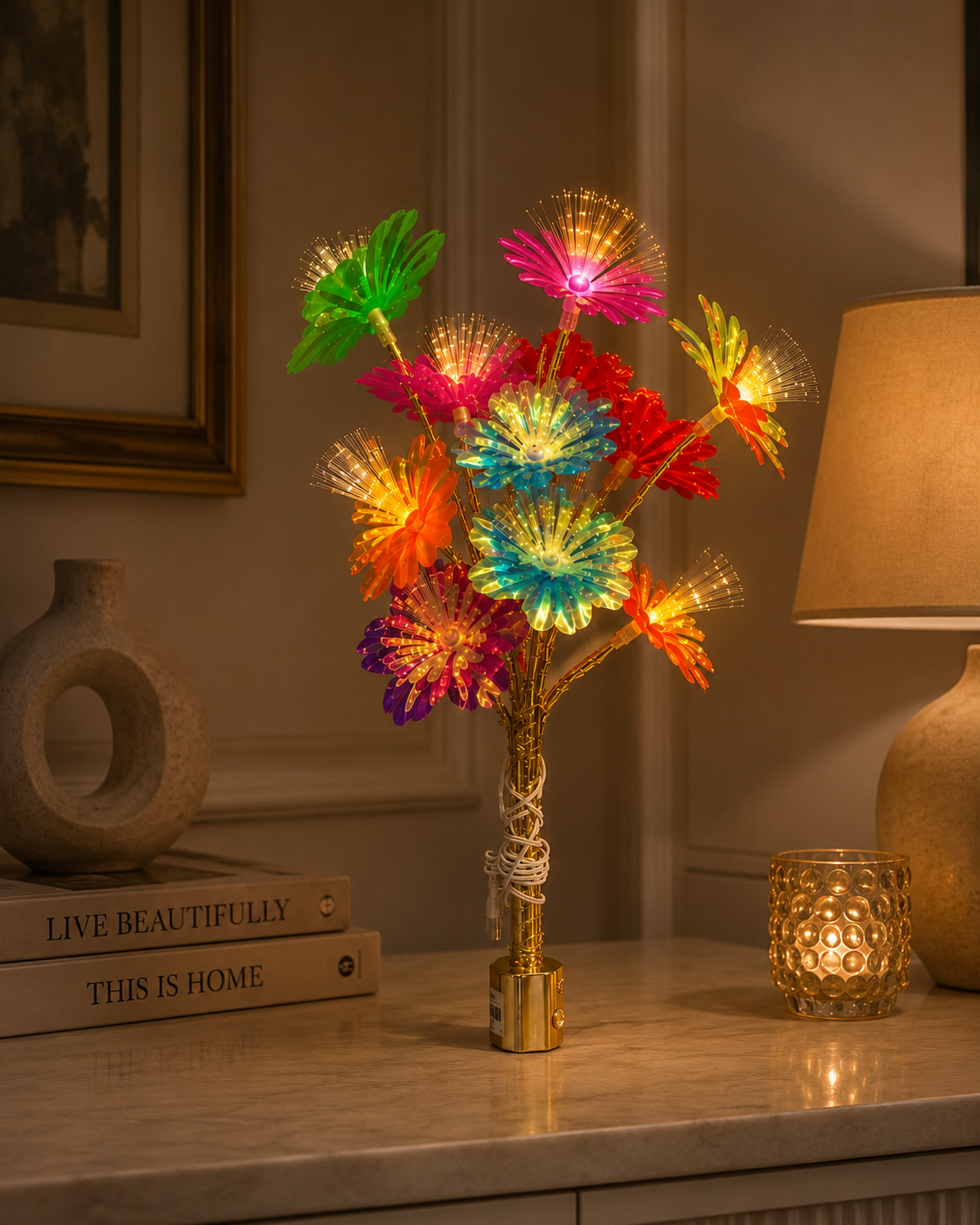 LED Fiber Optic Flower Lamp – Colorful Decorative Table Light for Home Décor