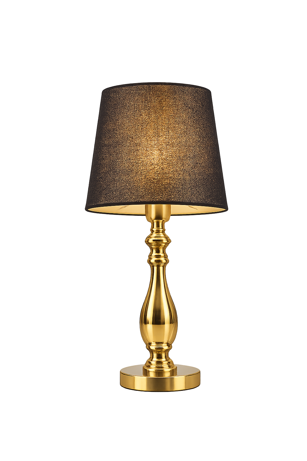 Luxury Gold Metal Table Lamp with Black Fabric Shade | Modern Bedside & Living Room Lamp