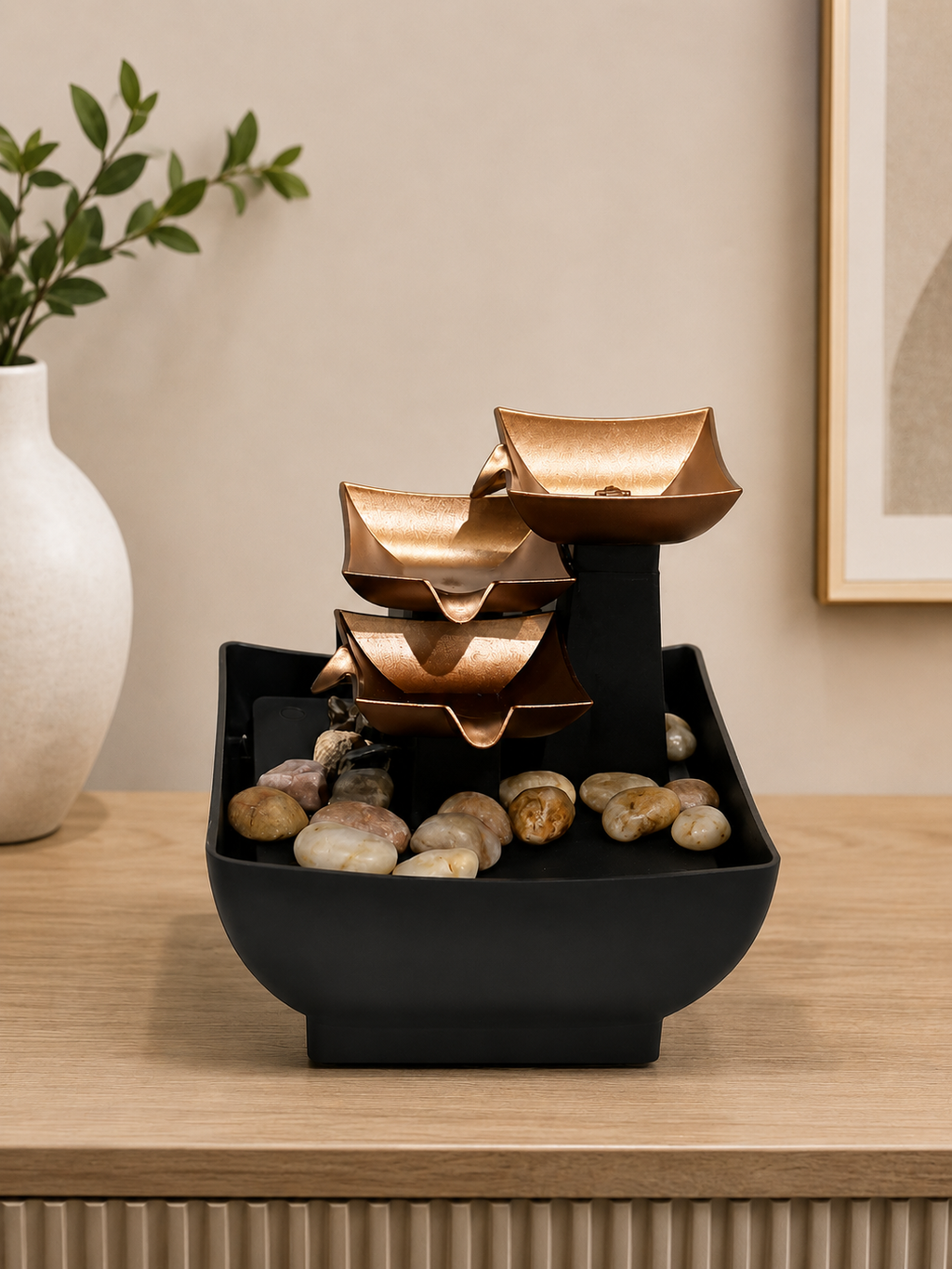 Luxury 3-Tier Golden Bowl Cascading Tabletop Water Fountain