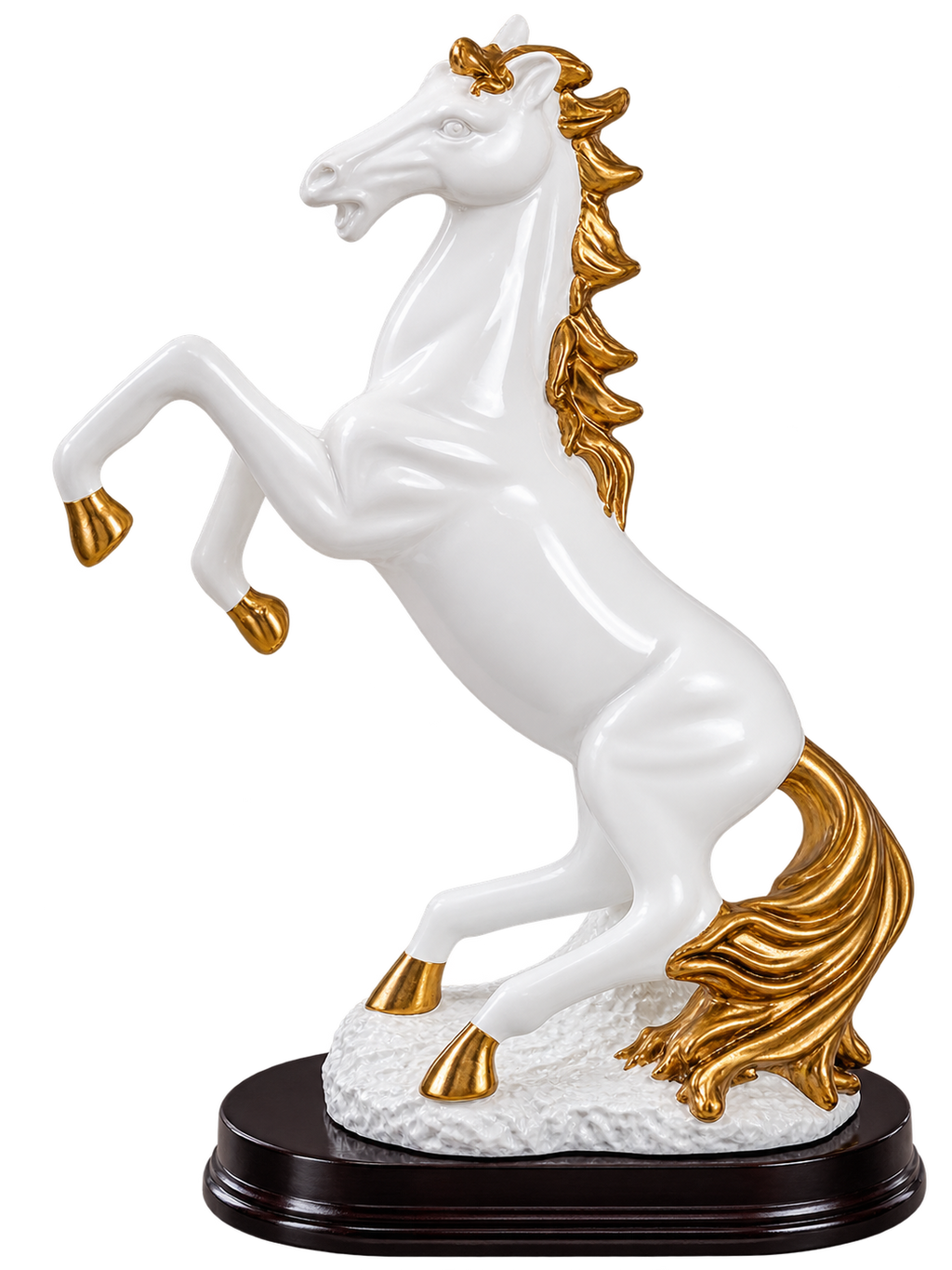 Luxury White & Gold Rearing Horse Decorative Sculpture