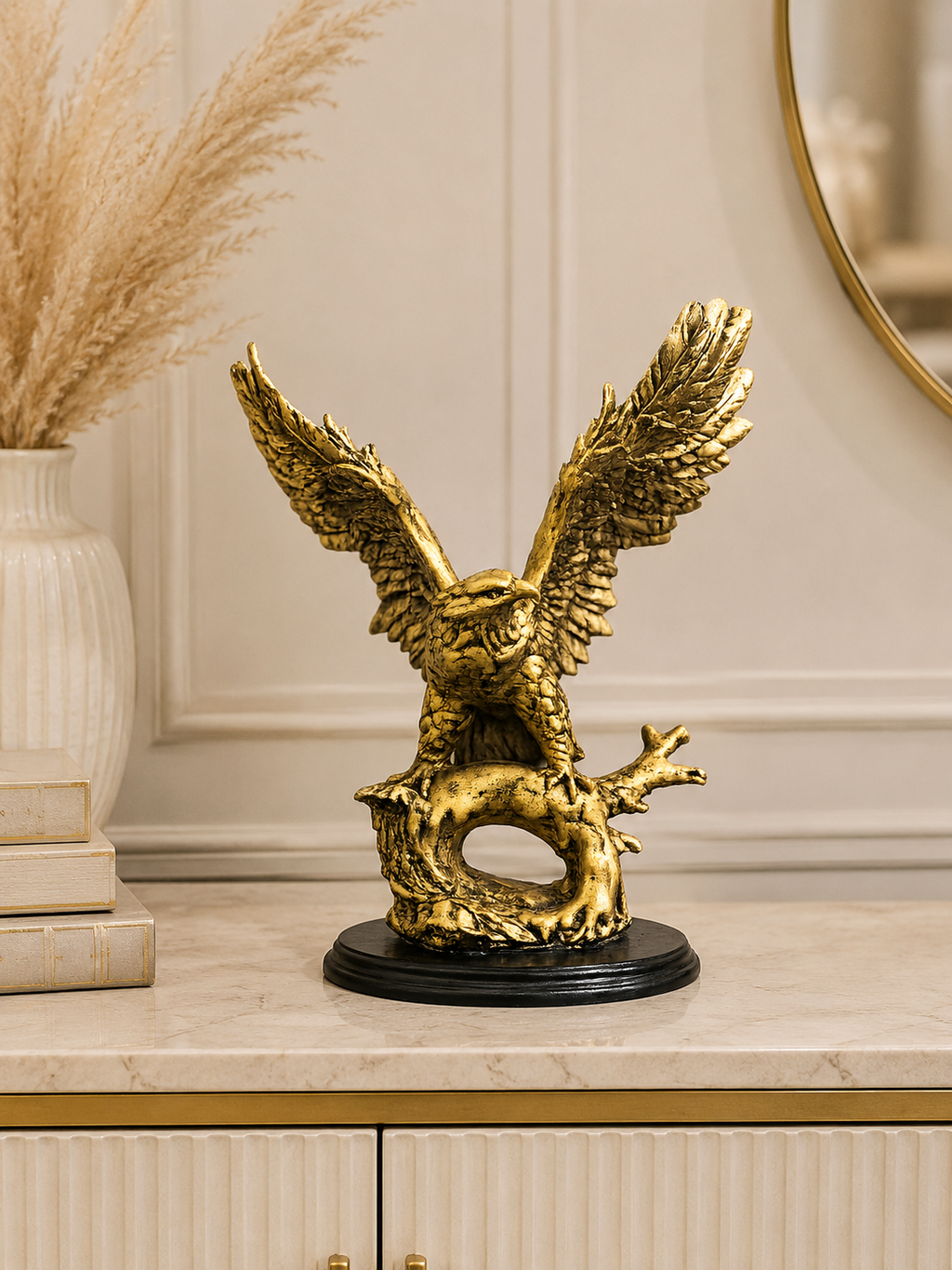 Luxury Golden Eagle Sculpture | Resin Eagle Statue for Home & Office Décor
