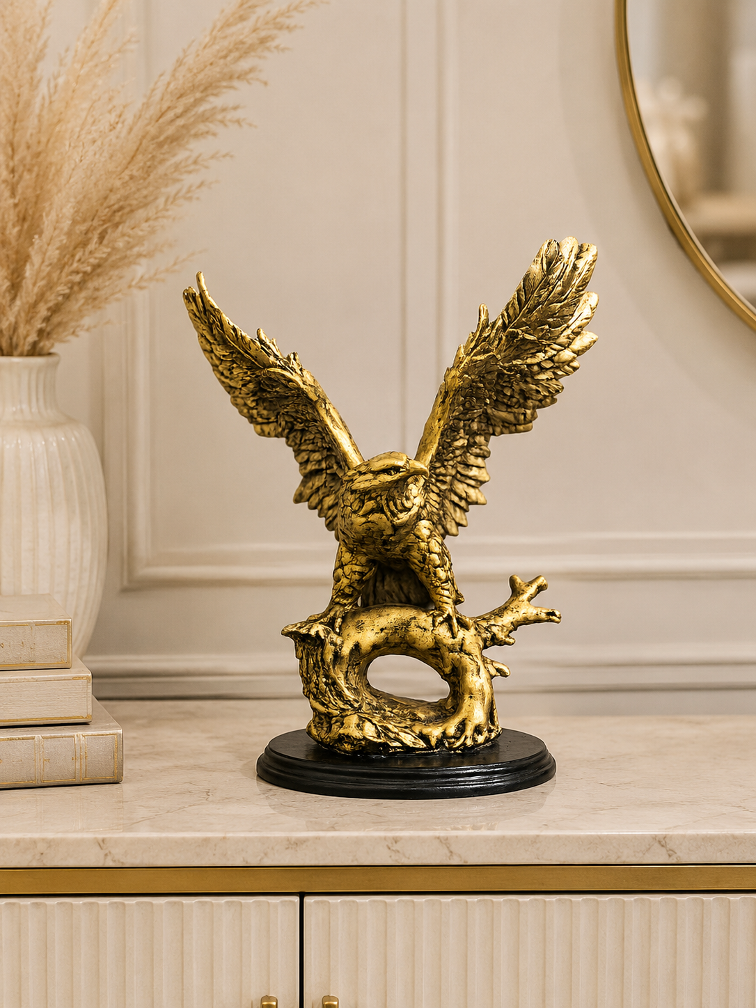 Luxury Golden Eagle Sculpture | Resin Eagle Statue for Home & Office Décor