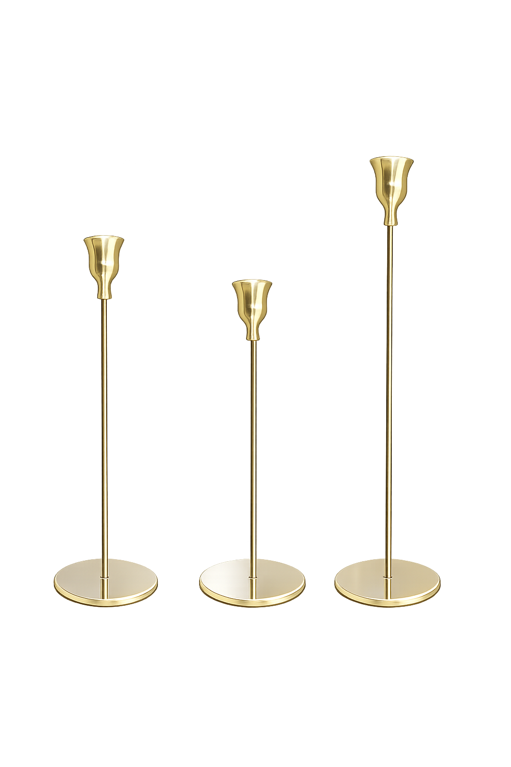 Luxury Gold Metal Taper Candle Holder Set (Set of 3) – Modern Decorative Candle Stands