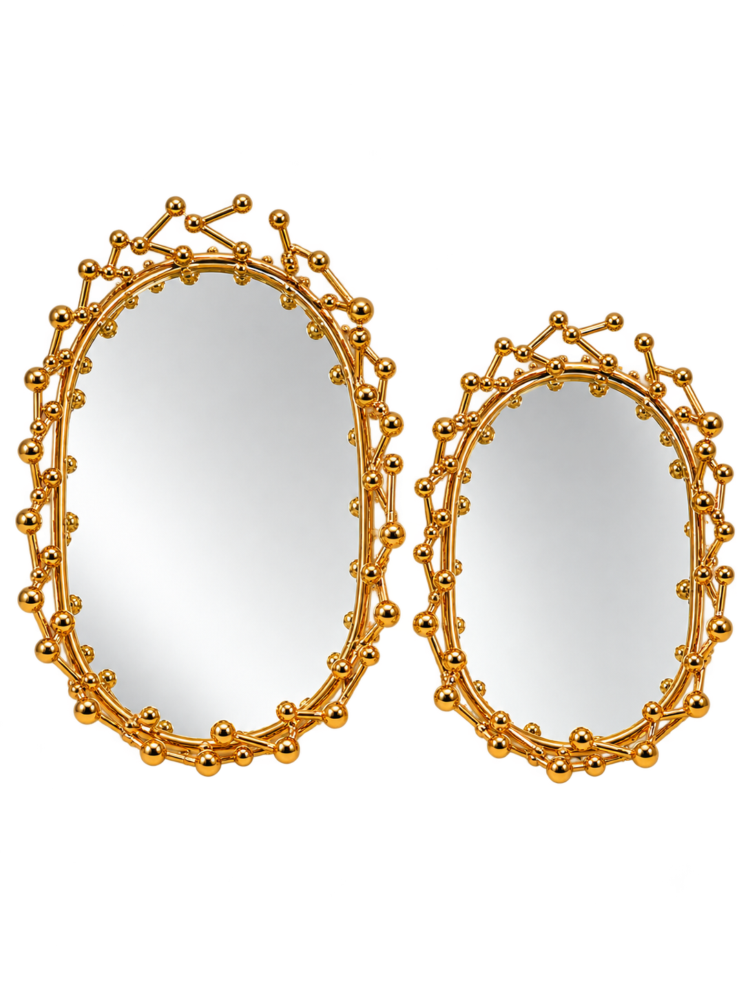 Luxury Golden Beaded Decorative Mirror Tray Set – Elegant Vanity & Home Décor