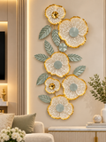 Elegant Gold & Silver Floral Wall Clock – Luxury Metal Flower Wall Decor