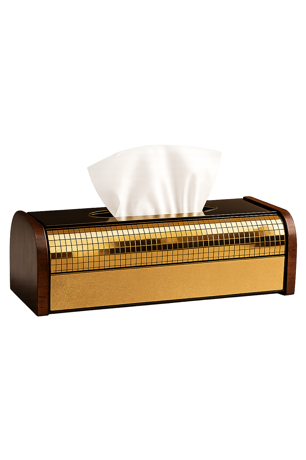Luxury Gold Mosaic Wooden Tissue Box Holder | Premium Decorative Tissue Box Cover