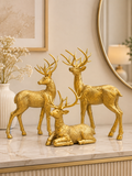 Luxury Golden Deer Family Sculpture Set – 3 Piece Resin Home Décor