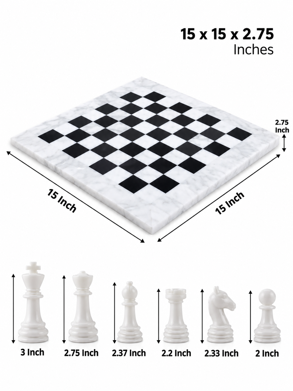 Premium Marble Chess Set – Luxury Black & White Marble Chess Board
