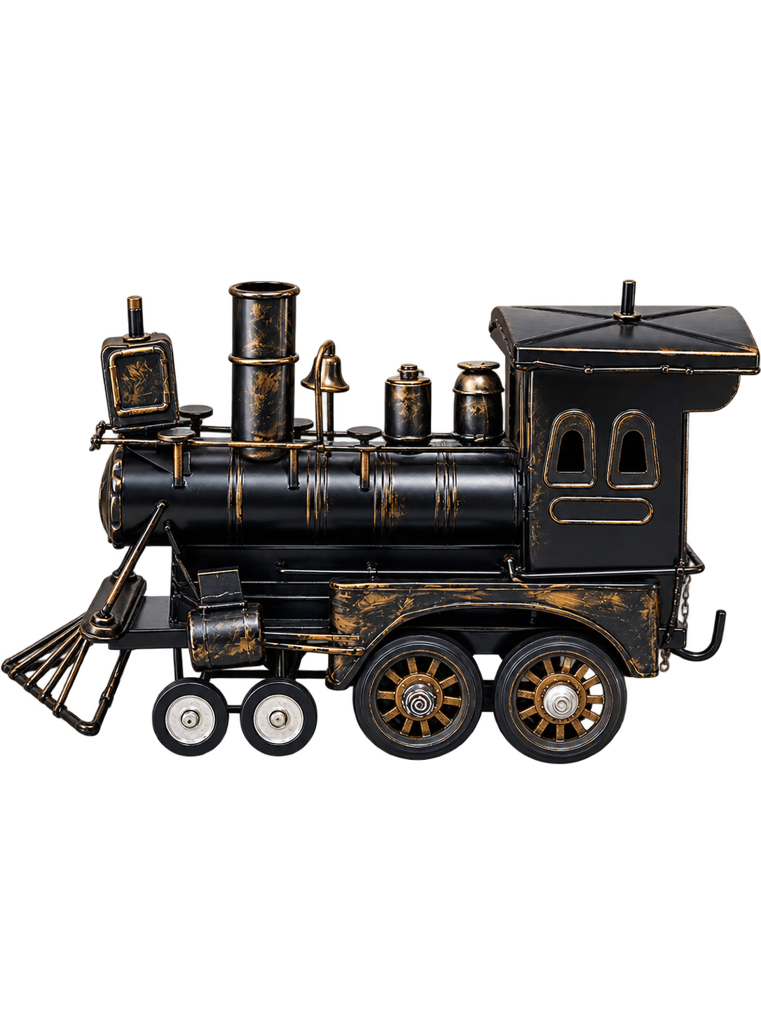 Vintage Black Steam Locomotive Train Decorative Showpiece – Antique Railway Engine Model