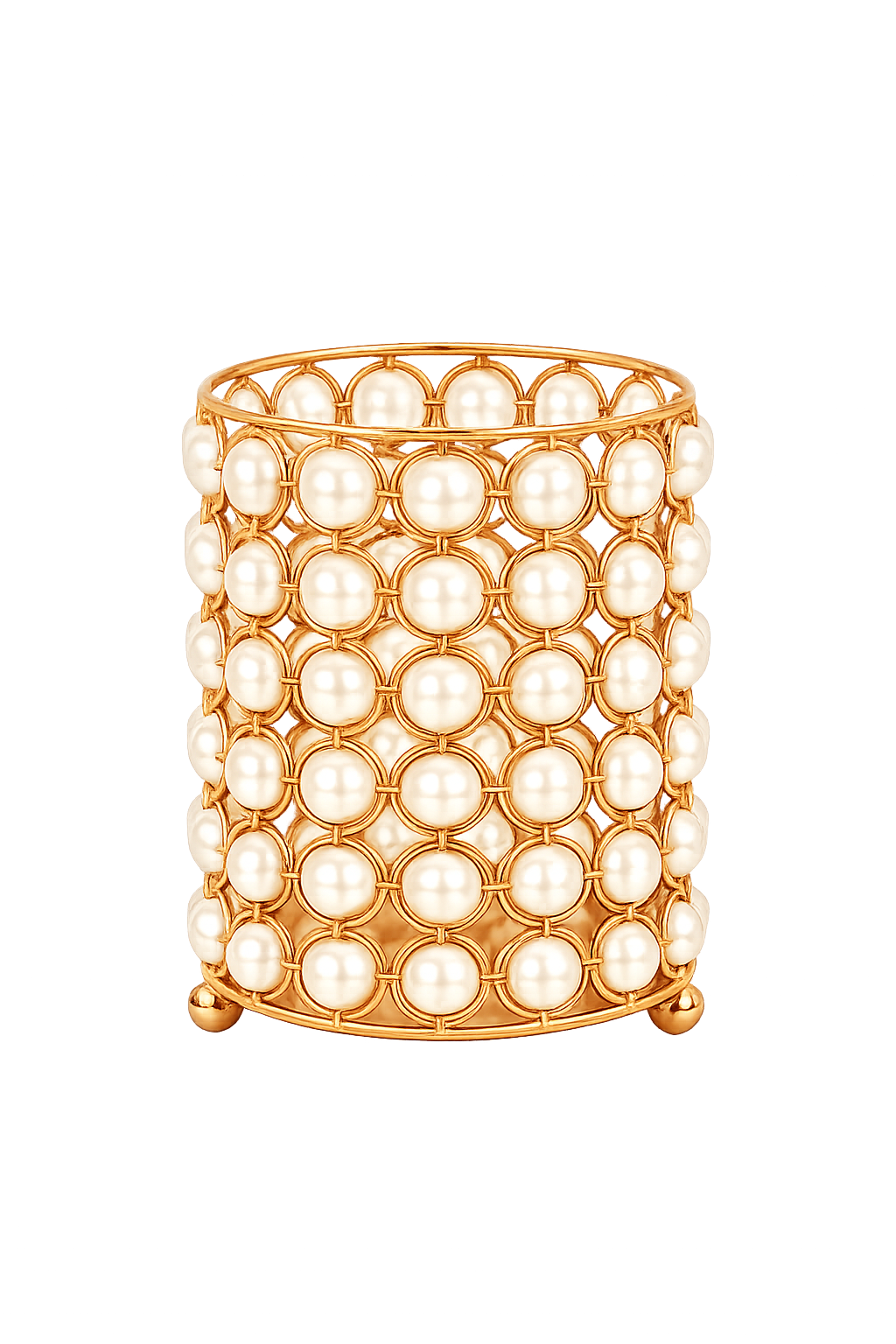 Luxury Pearl Gold Makeup Brush Holder – Elegant Vanity Organizer