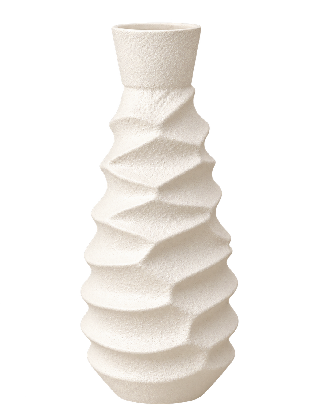 Elegant White Textured Ceramic Vase – Modern Spiral Ribbed Decorative Vase