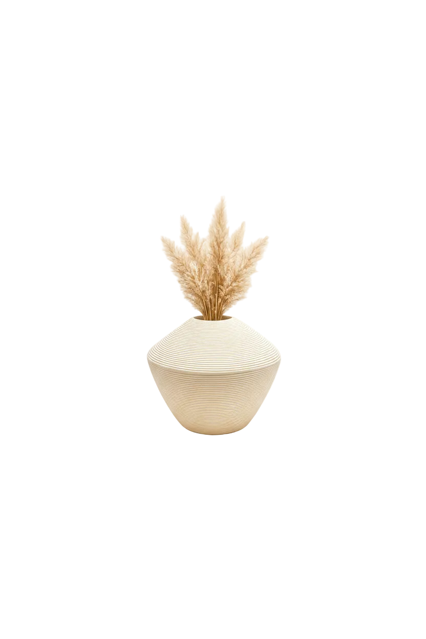 Modern Ribbed Ceramic Vase – Minimalist Decorative Flower Vase for Home Décor