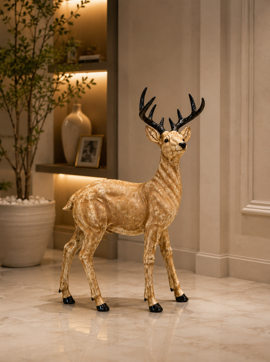 Decorative Deer Figurine Set – Resin Buck & Doe Statue for Home, Office & Garden Décor (Set of 2)