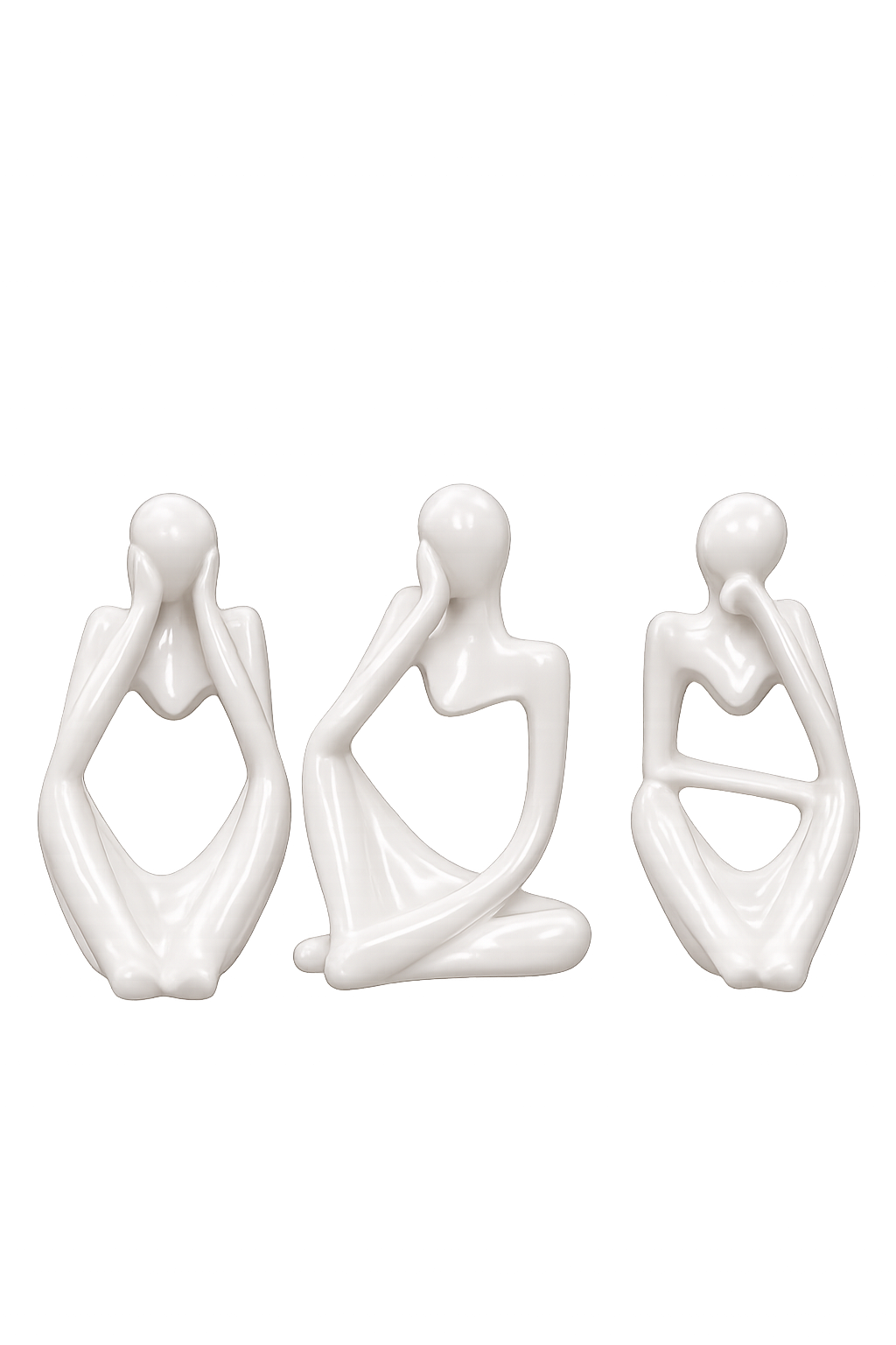 Set of 3 Abstract Seated Figurines – Modern Decorative Sculpture Set
