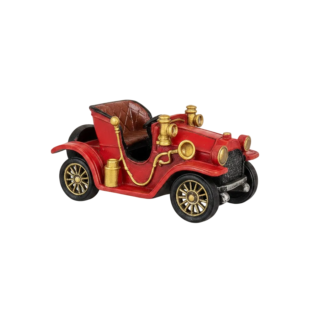 Vintage Red Classic Car Decorative Showpiece | Retro Resin Antique Car Home Décor