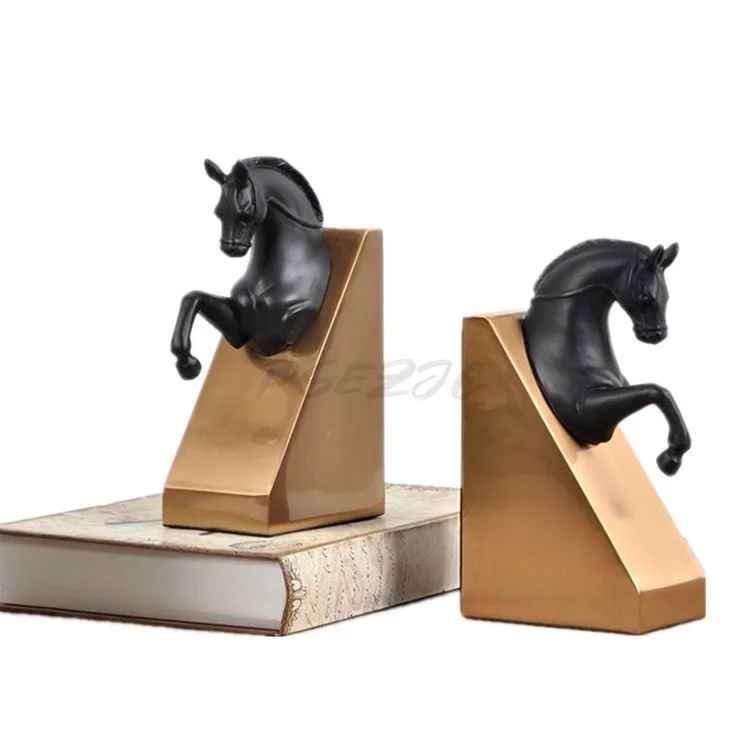 European Style Luxury Horse Head Bookends Home Hotel Animal Decoration Gift Decor