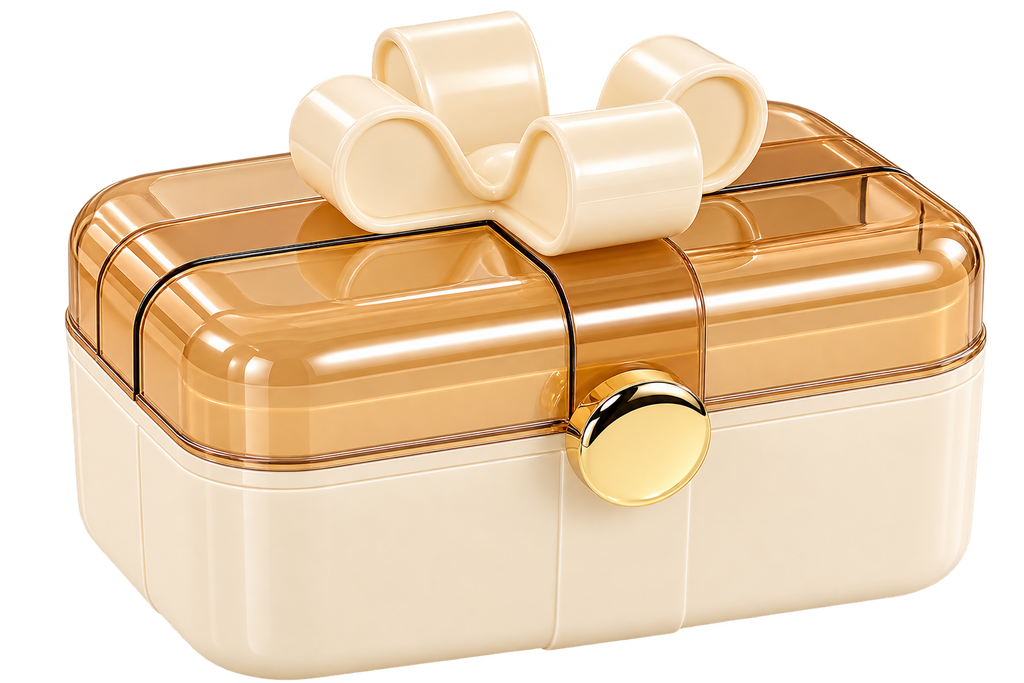 Elegant Makeup Organizer Box with Bow Handle