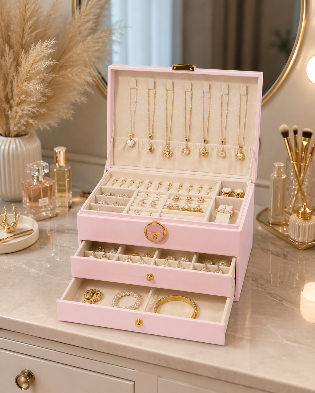 Luxury 3-Tier Jewelry Organizer Box