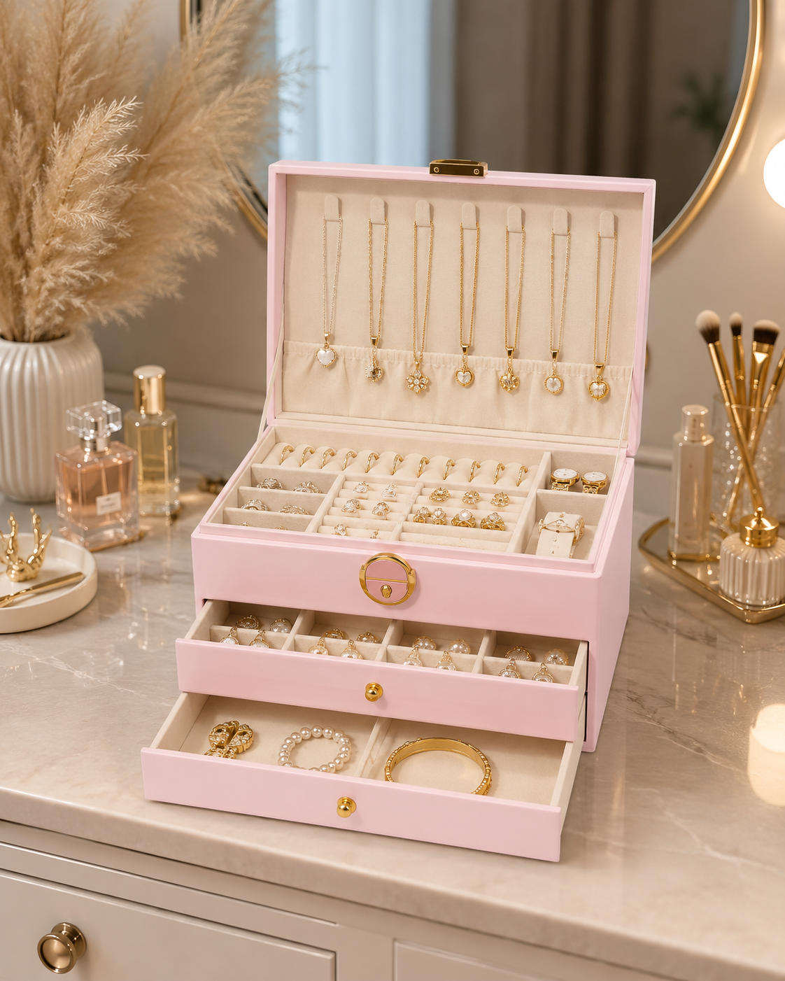 Luxury 3-Tier Jewelry Organizer Box