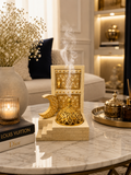 Luxury Arabic Bakhoor Burner Décor | Majlis Door Design Incense Holder | White & Gold Mabkhara | Islamic Home Decoration
