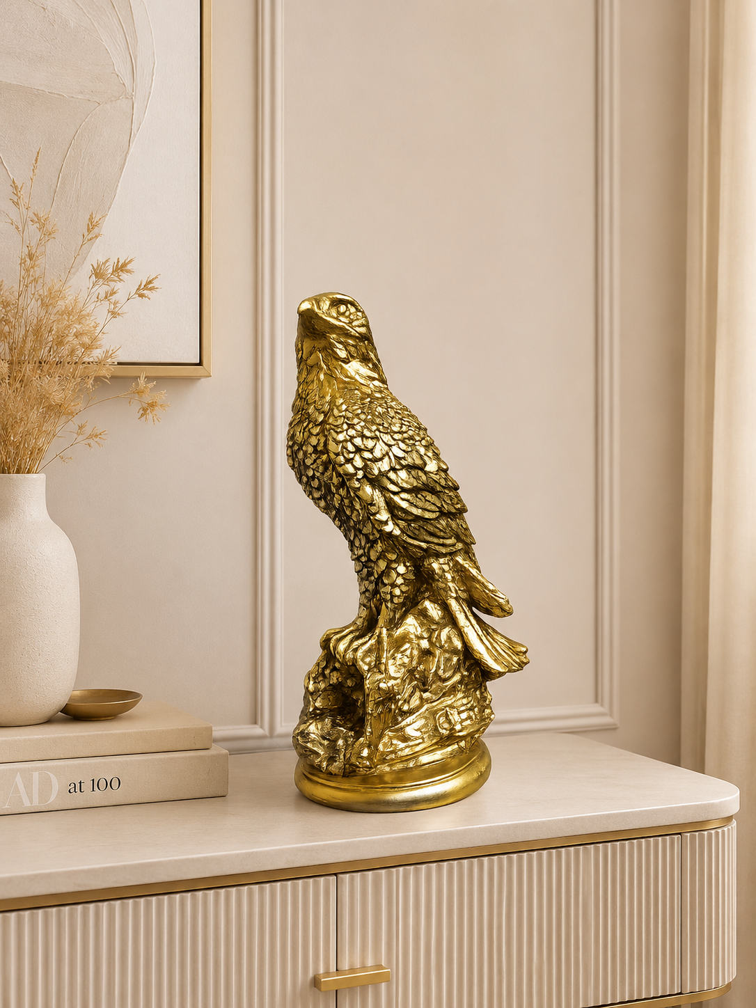 Luxury Golden Eagle Resin Figurine | Decorative Bird Statue for Home & Office