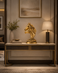 Luxury Golden Double Horse Head Sculpture | Modern Tabletop Decorative Showpiece