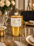 Premium King Crown Ceramic Tea Mug – Elegant Metallic Gold Dual-Tone Drinkware
