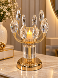 Luxury Gold Crystal Lotus Candle Holder – Elegant Floral Crystal Table Decor