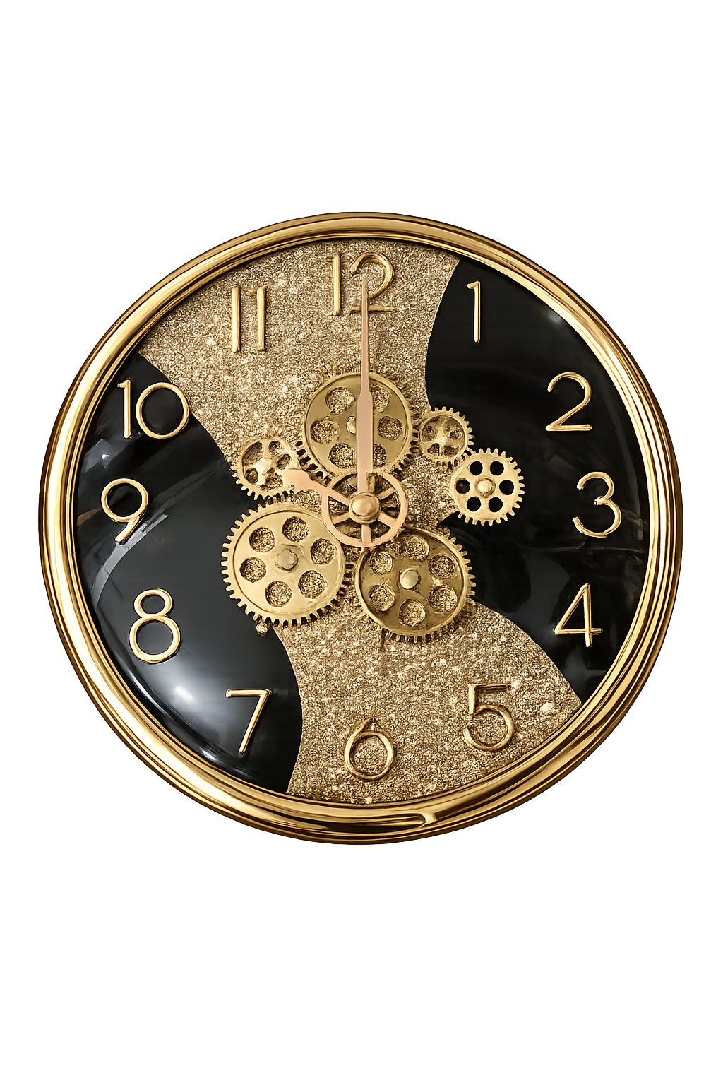 Luxury Black & Gold Decorative Wall Clock | Modern Silent Quartz Wall Clock | Premium Home Décor