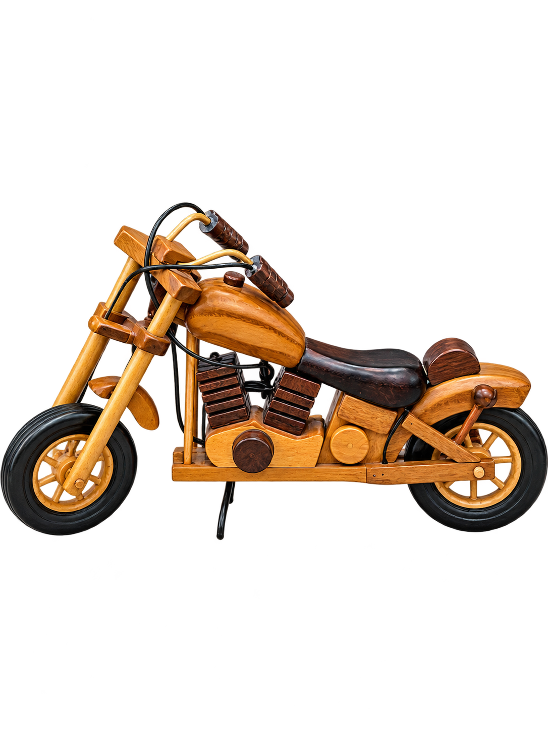 Vintage Wooden Motorcycle Decorative Showpiece – Handcrafted Style