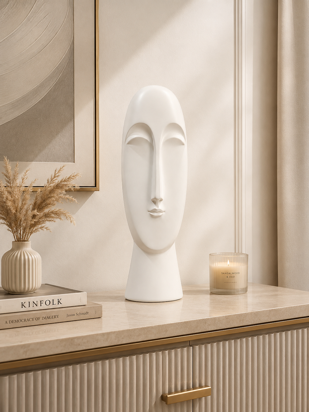 Abstract Face Sculpture | Modern Minimalist Resin Face Statue | Luxury Home Décor Ornament