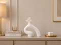 Modern Abstract White Ceramic Vase – Sculptural Hollow Decorative Flower Vase for Home Décor