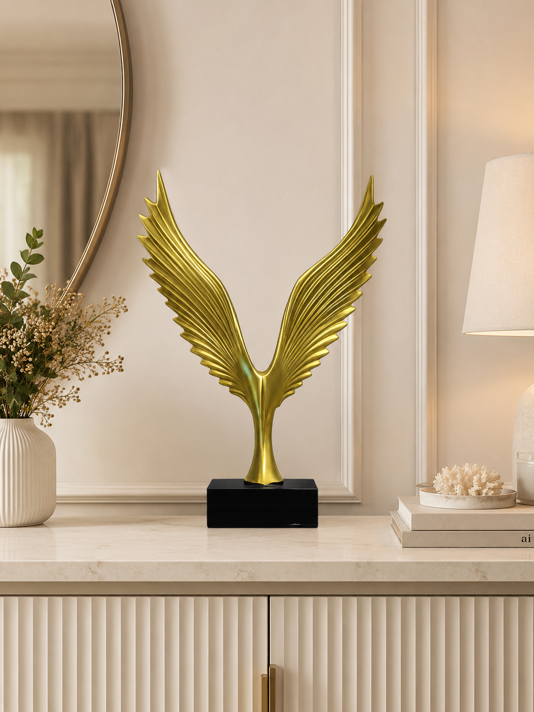 Luxury Golden Angel Wings Sculpture – Modern Tabletop Decor