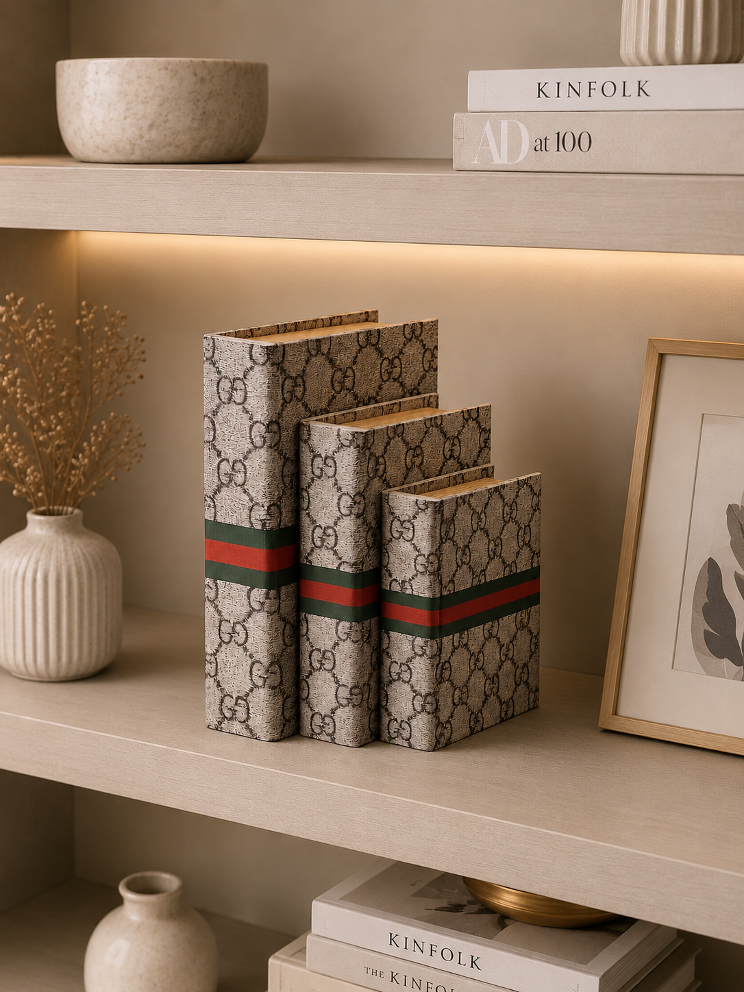 Luxury Wooden Decorative Book Set (Set of 3) | Designer Coffee Table & Shelf Décor