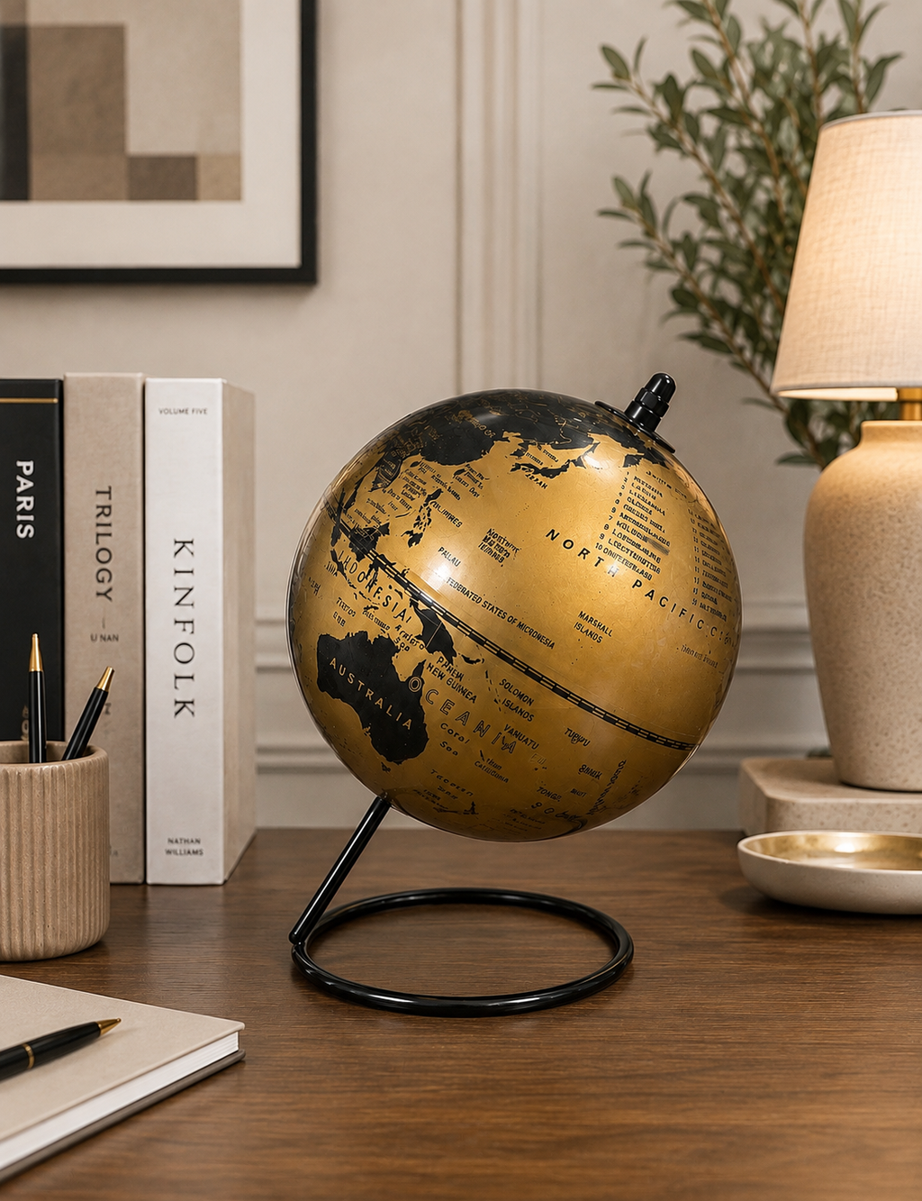 Modern Educational World Globe – Desktop Geographic Globe with Metal Stand | Office & Study Room Decor