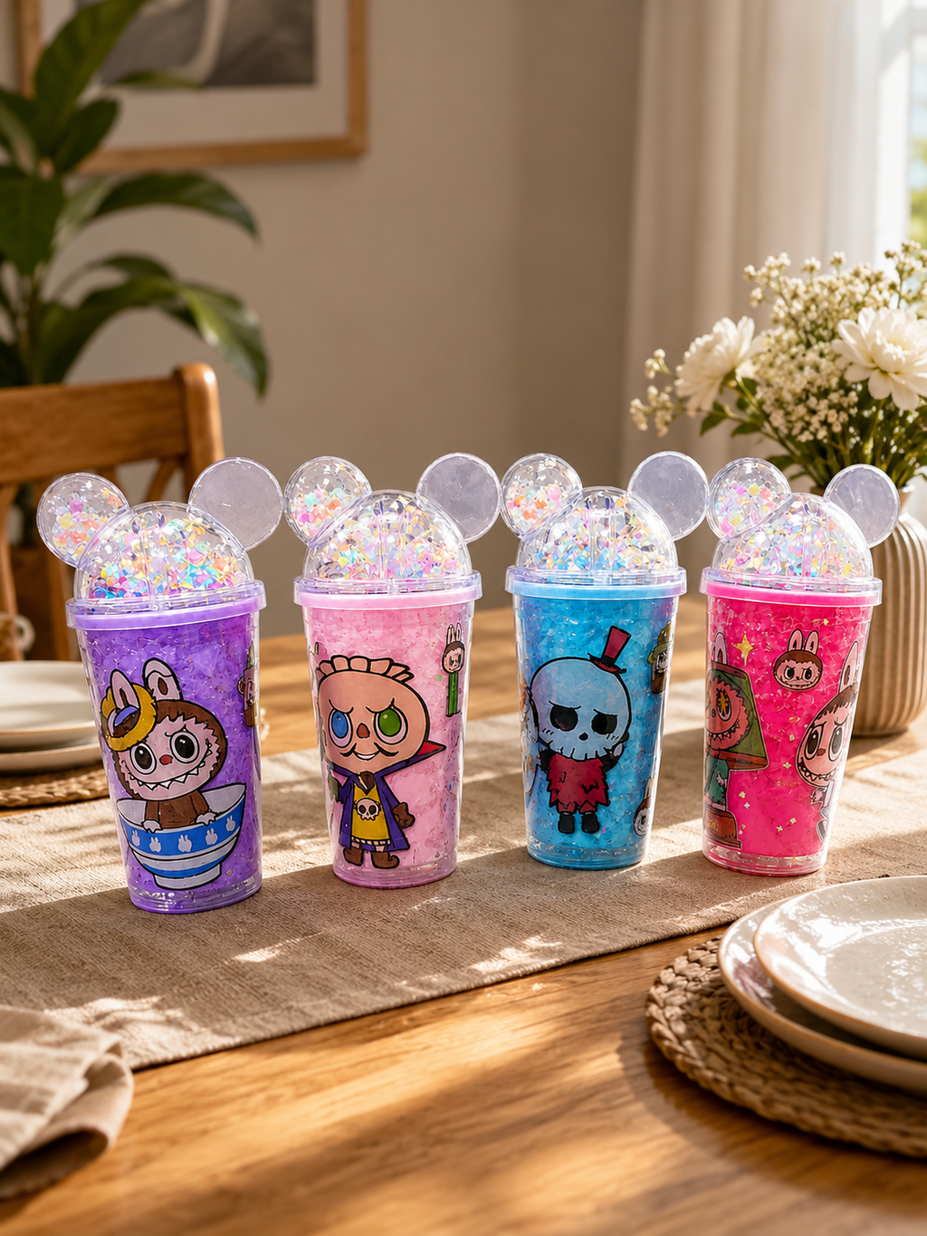 Cute Cartoon Character Double-Walled Sipper – Kids Gel-Insulated Water Tumbler