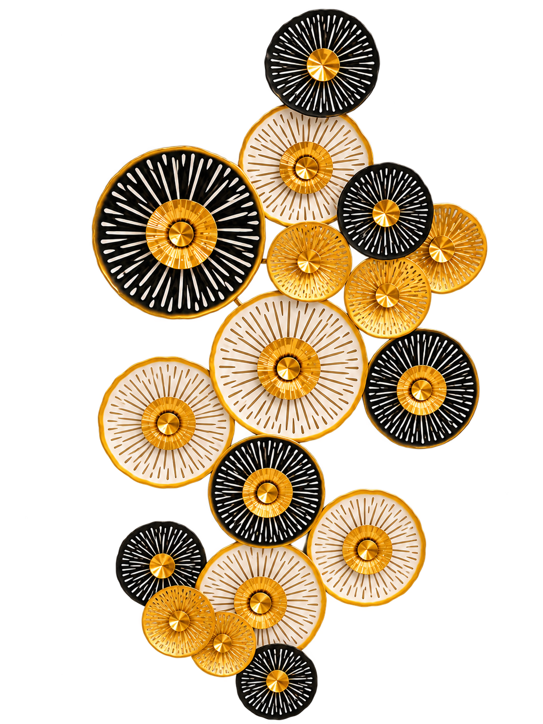 Luxury Black, White & Gold Floral Wall Art – Modern Decorative Metal Flower Décor