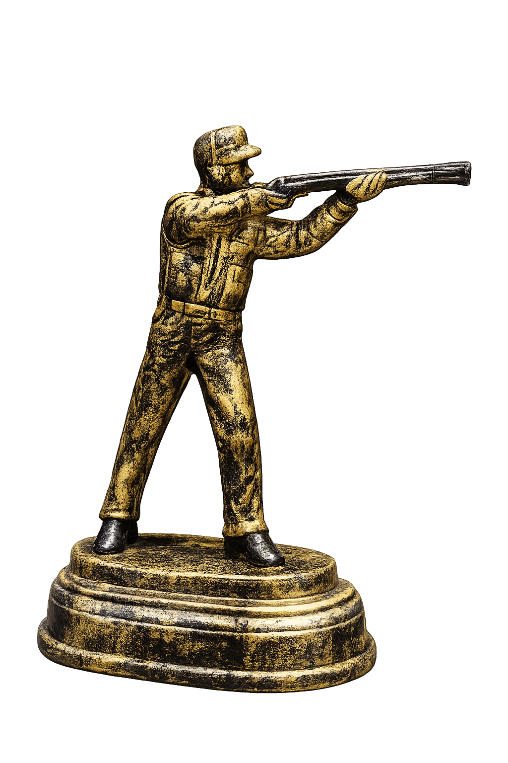 Golden Hunter Sculpture Showpiece – Vintage Rifle Shooter Resin Statue for Home & Office Décor