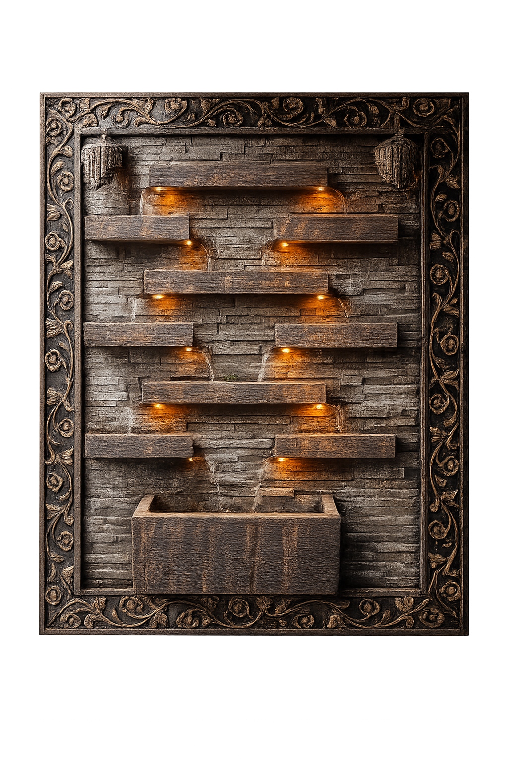 Luxury LED Wall-Mounted Water Fountain – Decorative Indoor & Outdoor Waterfall Feature