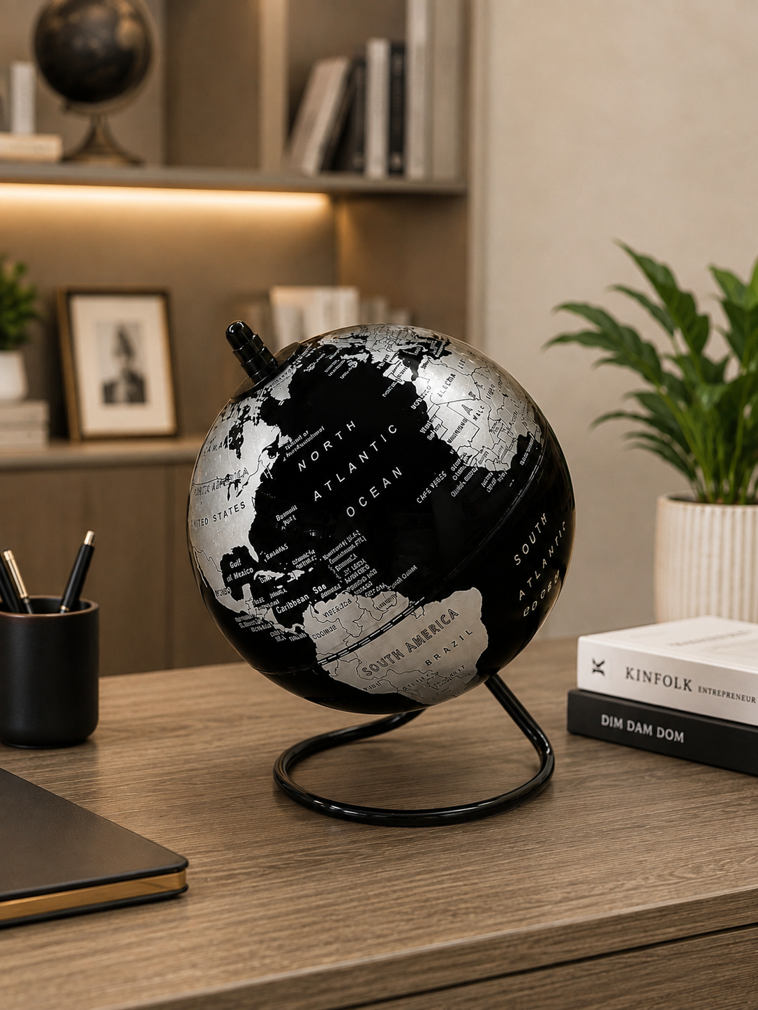 Modern Educational World Globe – Desktop Geographic Globe with Metal Stand | Office & Study Room Decor