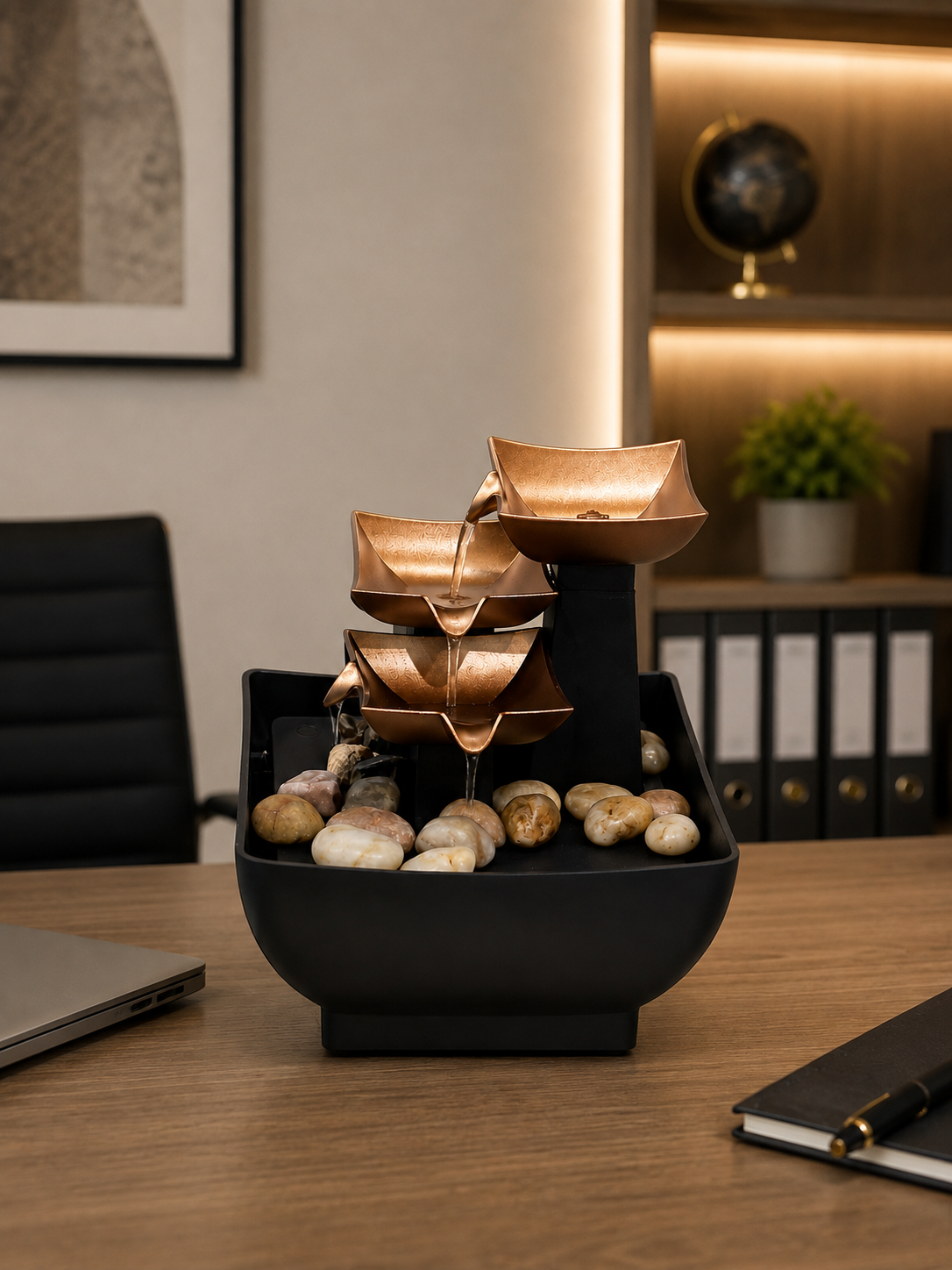 Luxury 3-Tier Golden Bowl Cascading Tabletop Water Fountain