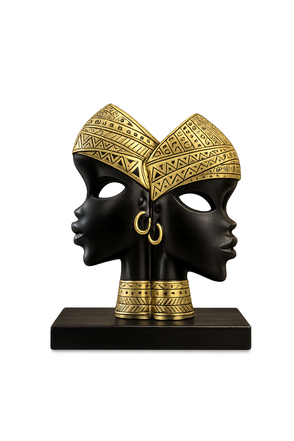 Luxury African Tribal Dual Face Sculpture – Resin Decorative Showpiece