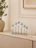 Modern 6-Light Silver Metal Candle Holder – Elegant Dining Table Centerpiece