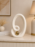 Modern Abstract Loop Sculpture with Gold Sphere – Elegant Contemporary Home Décor